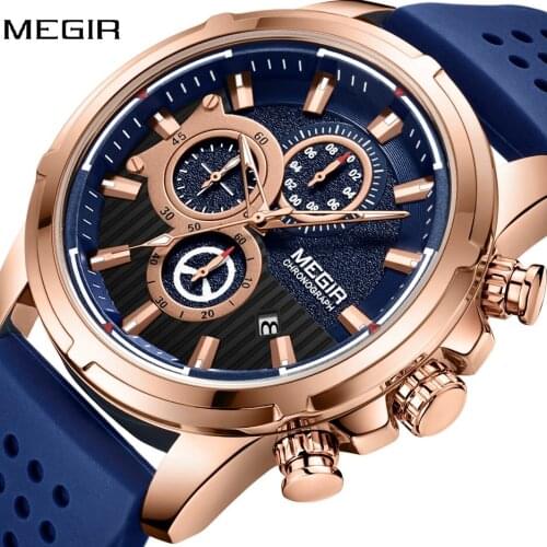 MEGIR Top Brand Mens Analog Quartz Sport Watches Men Luxury Business Watch Fashion Silicone Waterproof Wrist Watch Male Clock