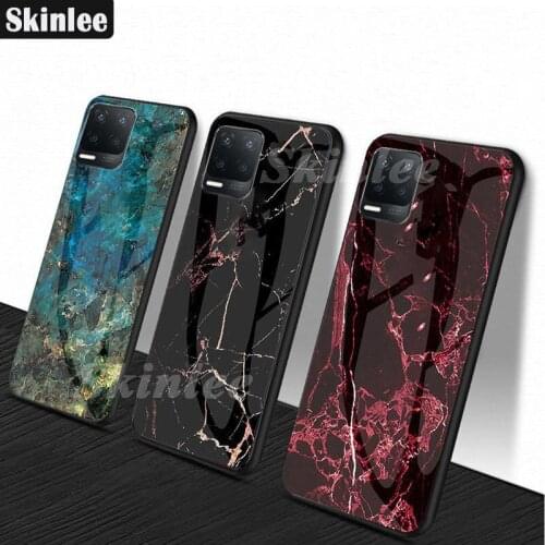 Skinlee For Realme Narzo 30A Case Tempered Glass Case With Soft TPU Frame Shockproof Back Case For Realme Narzo 30 5G Cover