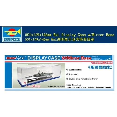 TRUMPETER 09850 501X149X146MM WxL DISPLAY CASE W/MIRROR BASE