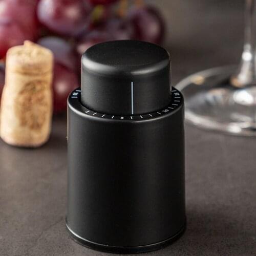 Black ABS Vacuum Wine Bottle Stopper Sealed Storage Vacuum Memory Wine Stopper Push Style Bar Tools Barware Wine Cork