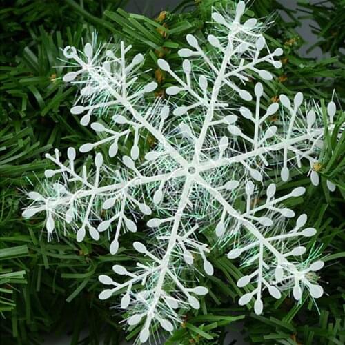 3Pieces White Shining Snowflake Christmas Party Snowflake Model Home Hanging Window Decor Xmas Tree Party Festival Ornaments