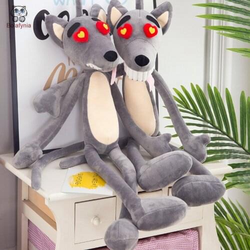 BOLAFYNIA Children Plush Stuffed Toy cartoon grey wolf doll Baby Kids Toy for Christmas Birthday gift