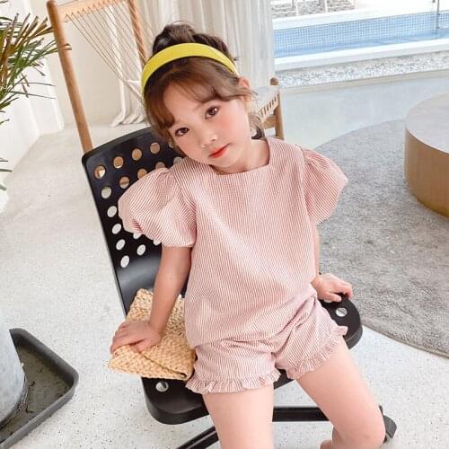 2 3 4 5 6 Years Toddler Girl Sets Fashion Korean Short-sleeved T-shirt Shorts for Girl Summer Baby Girl Suits Children 2pcs New