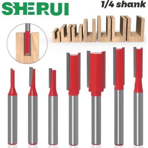 1pc 1/4inch Shank Straight Bit Tungsten Carbide Single Double Flute Router Bit Wood Milling Cutter for Woodwork Tool