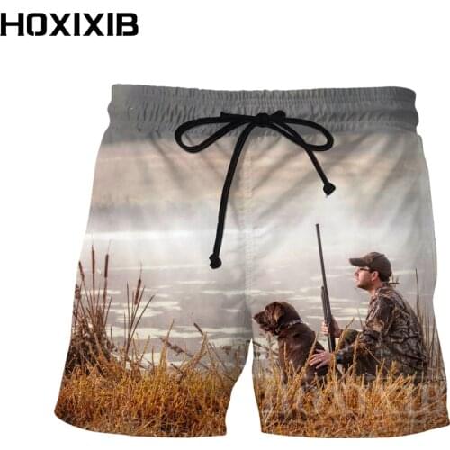 HOXIXIB Camouflage Shorts Men Hunter Hunting Women Pants 3D Print Animal Cute Dog Training Reed Hide Snowfield Rabbit Sweatpants