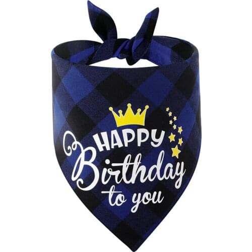 Plaid Dog Bandana Scarf Pet Birthday Party Neckerchief Cat Triangle Scarf Puppy Double-sided Saliva Towel Large Dog Accessories
