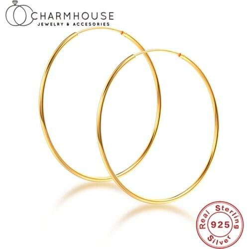24K Yellow Gold GP Charm Earrings Set For Women 20/30 mm Round Circle Hoop Earing Brincos Femme Wedding Jewelry Accessories Gift