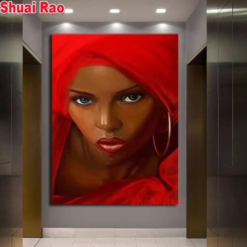 Red African woman 5d diy diamond painting full drill square round diamond embroidery pattern diamond set cross stitch mosaic