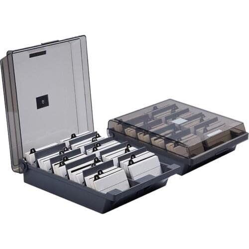 Hot Large Capacity 8 Divider Board Business Card Index Holder Storage Box Organizer