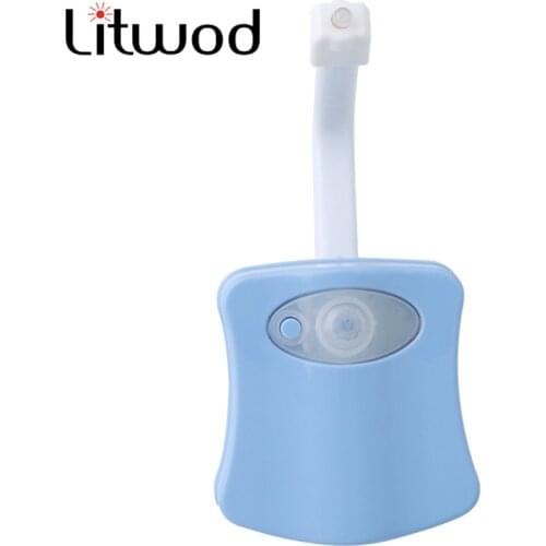 Litwod Small Bathroom Toilet Discolor Night Light LED Body Motion Activated ON Off Seat Sensor Lamp 8 Color