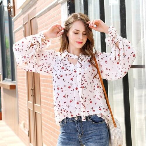 Mishow 2019 Women Fashion Casual Chiffon Tops Floral Long Sleeve Blouse Ladies Korean Blouses MX17D4547