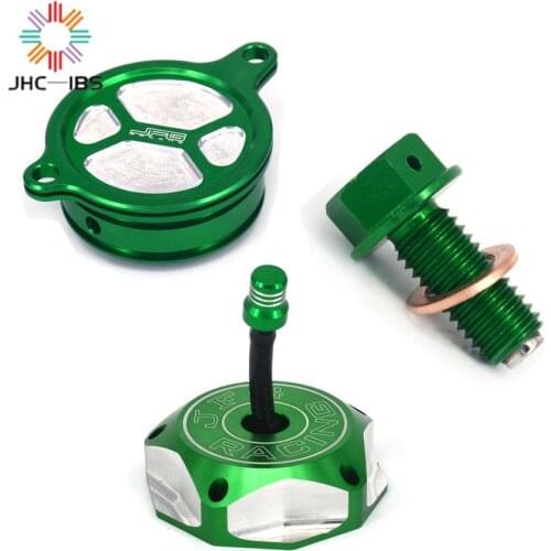 Motorcycle CNC Billet Oil Filter Cap Cover Oil Drain Plug Screw Bolt Gas Fuel Tank Cap For KAWASAKI KX450F KLX450R 2008-2013