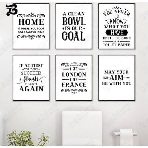 Funny Bathroom Wall Art Decor Modern Minimalist Posters and Prints Canvas Painting Quote Print Wall Pictures Toilet Decoration