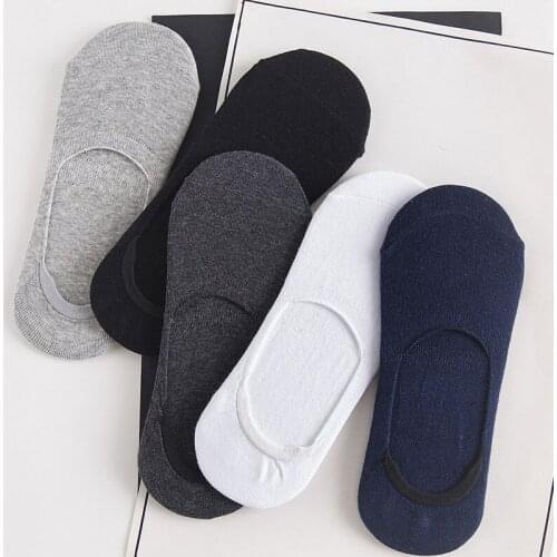 5 Pairs/Lot Ankle Socks Men New Fashion Cotton Men Invisible Sock Breathable Anti-skid Solid Summer Socks Boat Socks 10Pcs=5Pair