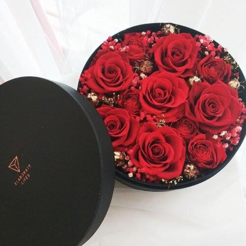 Newyear Wedding Home Decoration Top Quality Valentines Day Luxury Handmade Gifts Preserved Rose Flower Bouquet Leather Giftbox