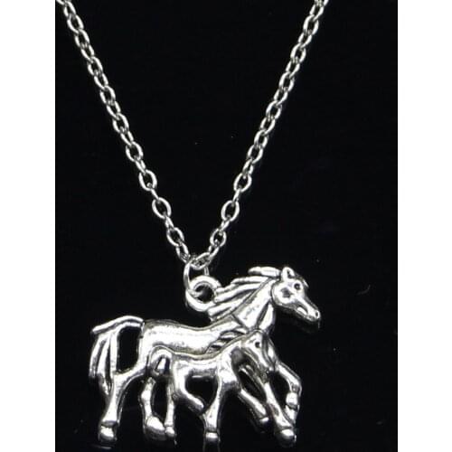 New Fashion Necklace 28x23mm mother son horse Pendants Short Long Women Men Colar Gift Jewelry Choker