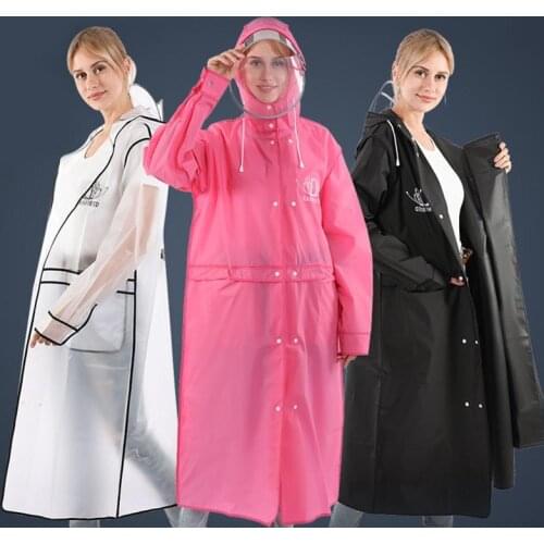 Men Women Fashion Outdoor Rain Coat Women Covered Transparent EVA Double Hat Raincoat Travel Waterproof Rainwear Adult Poncho