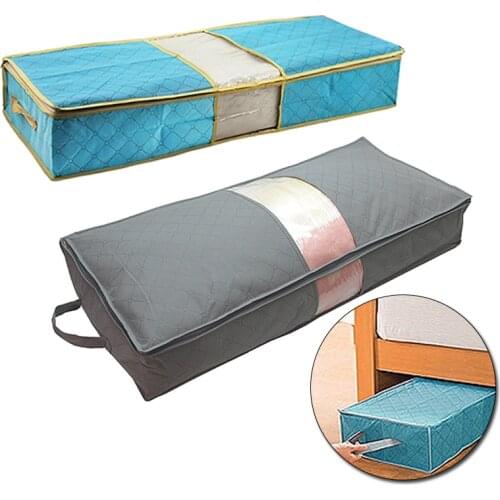 Portable Fold Under Bed Quilt Blanket Shoes Storage Bag Large Capacity Durable Nonwoven Fabric Dustproof Clothes Organizer