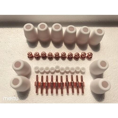 PT31 LG40 Air Plasma Cutter Ferramenta Consuma Straight Machine Torch for LGK40 CUT50 consumables Standard Red Copper 40PCS