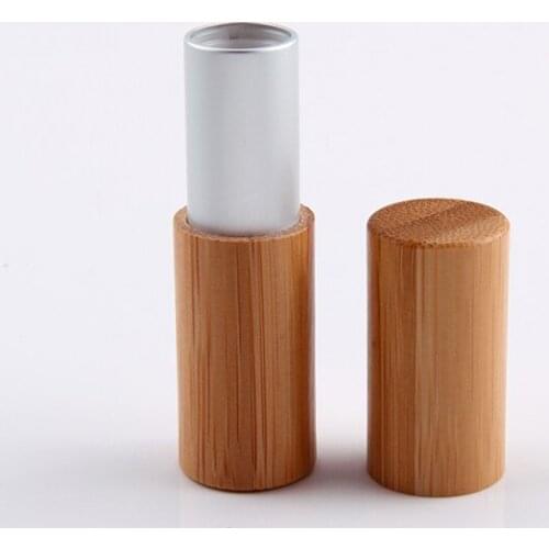 Empty Beauty 100 pcs/Lot 5g Bamboo Container For Lipstick Customize Logo Bamboo Lip Balm Tube Makeup Containers Bottle Wholesale