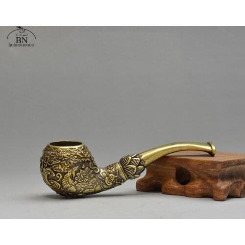 Retro Brass Dual Purpose Fish Cigarette Holder Filter Tobacco Pipe Removable Antique Smoking Accessories Husband Fathers Gift