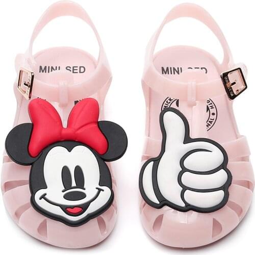 2021 New Disney Jelly Mickey Minnie Boys and Girls Shoes Non-slip Breathable Childrens Sandals Transparent Melissa
