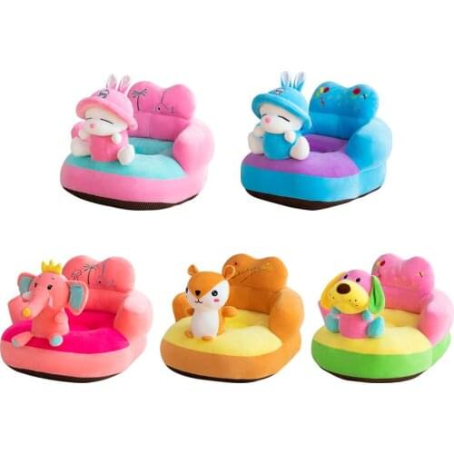 Infant Baby Seats Skin Soft Sofa Plush Kids Chair Comfort Plush Cartoon Bear Duck Chairs Washable Only Cover NO Filling