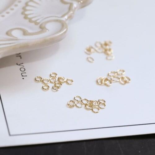 Handmade DIY accessories 18K gold coated thin steel ring opening ring elliptical circle connecting ring single earrings