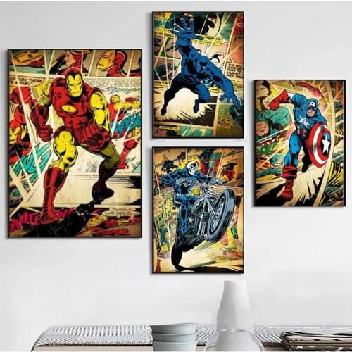 Modern Home Marvel Avengers Movie Art Comic Wall Canvas Painting Poster and Print Wall Art Pictures for Living Room Art Decor