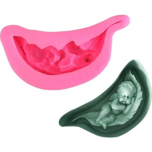 Sleep Baby on the Feather Soap silicone Mold Angle Candle Mold DIY Amora Gypsum Plaster Silicon Mould For Car Decoration