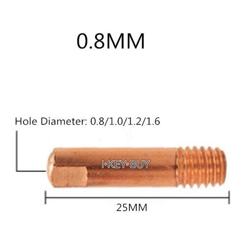 20Pieces/Lot Welder Torch Accessories 0.8 1.0 1.2 1.6*25MM 15AK/270A Carbon Dioxide Gas Shielded Welding Conductive Nozzle