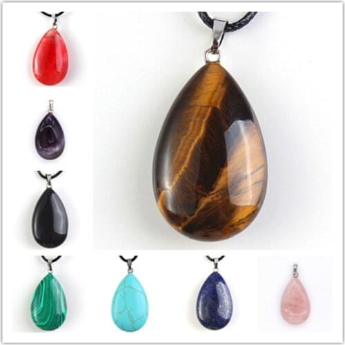 Trendy-beads Simple Style Silver Plated Rock Crystal Water Drop Pendant For Christmas Opal Jewelry