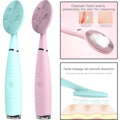 USB Facial Cleansing Brush 300mAh Face Massaging Pore Cleaner Washing Brush Waterproof Sonic Facial Cleansing Brush Massager