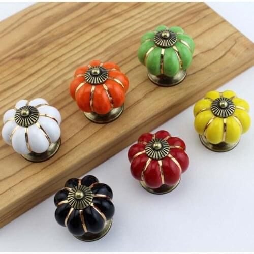 Vintage Pumpkin Cabinet Knobs and Handles Ceramic Door Knob Cabinet Knobs and Handles Cabinet Drawer Cupboard Kitchen Pull CP483