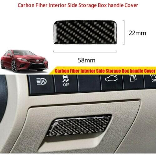 Carbon Fiber Inner Side Storage Box Handle Cover Trim for Toyota Camry 2018-2020