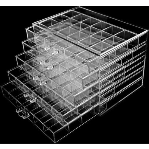 120 Grids Transparent Nail Art Decoration Storage Box White Black Manicure Tool Box Rhinestones Beads Accessories Container Case