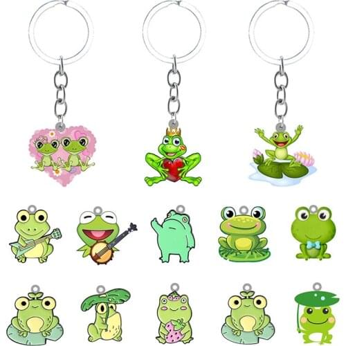 TAFREE Little Frog Funny New Cartoon Personality Keychain Jewelry Epoxy Backpack School Bag Keychain