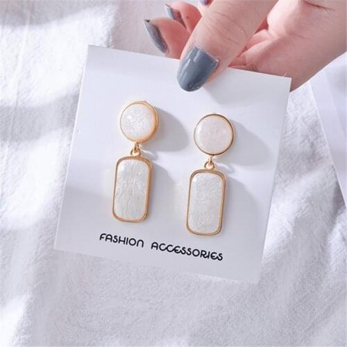 Acrylic Tassel Earrings for Women Jewelry Temperament Contracted New Fashion Vintage Geometric Circular Square Stud Earrings