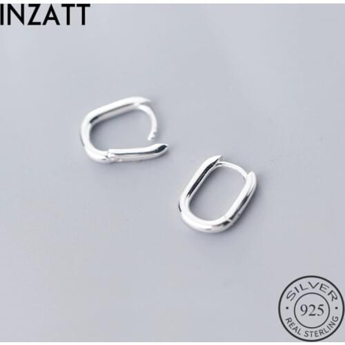 INZATT Real 925 Sterling Silver Minimalist Geometric oval Hoop Earrings For Fashion Women Party Fine Jewelry Trendy 2019 Gift