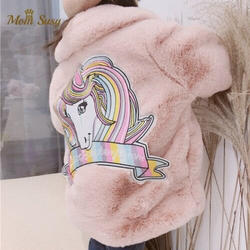Baby Girl Winter Jacket Faux Fur Thick Infant Toddler Warm Coat Baby Outwear High Quality Cartoon Embroidery Girl Clothes 1-11Y
