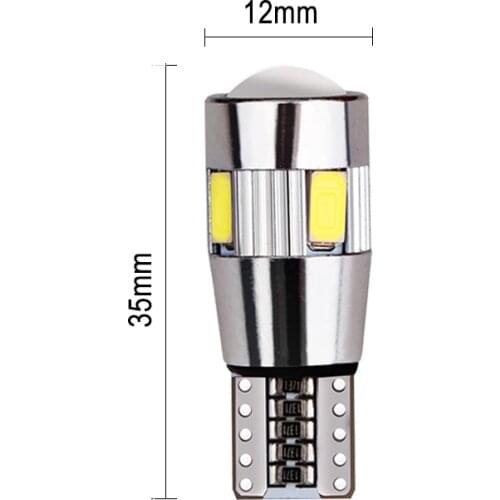 1Pc T10 Car LED Light 5630 6 SMD Width Lamp 12V 6000-6300K Bulb Multi-color Decode Signal Lamp Car styling Accessories