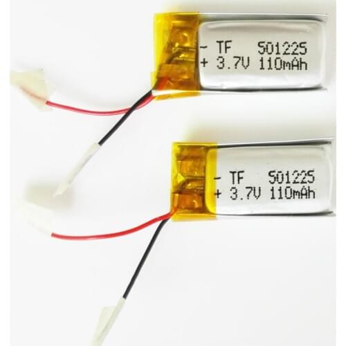 2 pcs 3.7V 110mAh 501225 Lithium Polymer LiPo Rechargeable Battery For Mp3 headphone recorder PAD DVD bluetooth headset video
