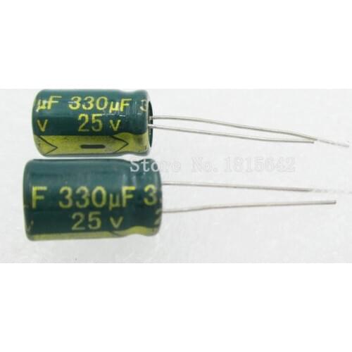 20PCS/LOT 330uF 25V Aluminum electrolytic capacitor 8*12 Electrolytic Capacitor 25v 330uf