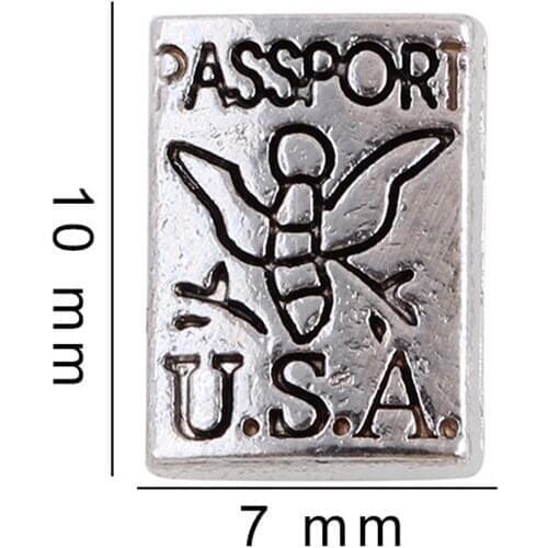 20Pcs/Lot Passport Alloy Floating Charms Hand-made DIY for Glass Lockets