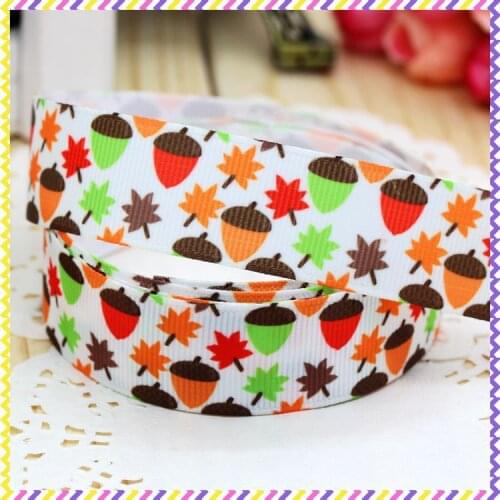 7/8'' Free shipping autumn fall printed grosgrain ribbon hair bow diy party decoration wholesale OEM 22mm B434