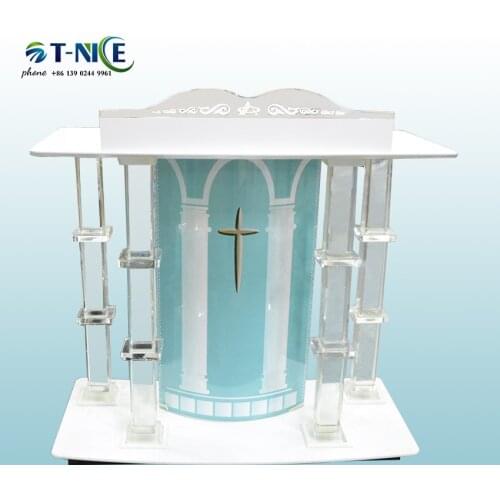 AKLIKE2021 Crystal Communion Table Cross Podium Conference Lectern Columna De Podio En Cristal Churchpulpit Commercial Furniture