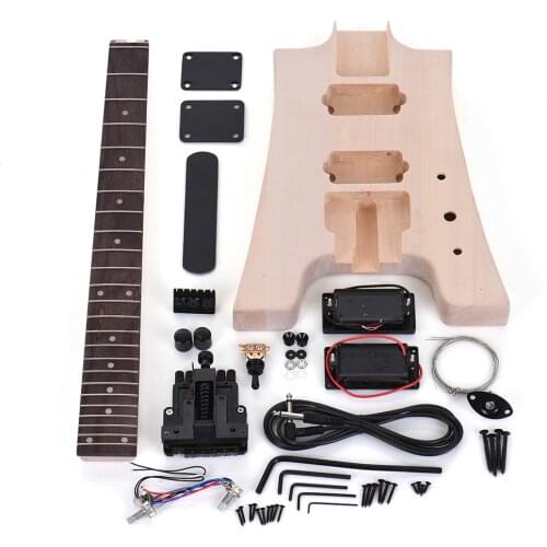 Ammoon Unfinished DIY Electric Guitar Kit Basswood Body Rosewood Fingerboard Maple Neck Special Design Without Headstock