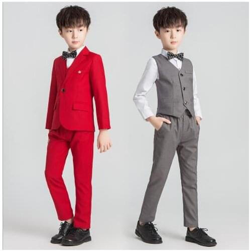 Hot Wedding Flowers Boys Suits Blazers Formal Children Suit Tuxedo Dress Party clothing vest pant coat kids Costumes 2-12Y