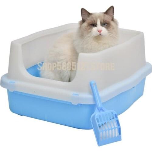 Large Splash Proof Cat Litter Pan Cat Nest Semi Closed Cat Toilet Sand Pan Excrement Pan Extra Large Cat Supplies