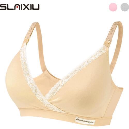 SLAIXIU Breastfeeding Sleep BraNursing Bras Cotton Tow Hook-and-eye Pregnancy Women Breast Feeding Pregnant Clothes